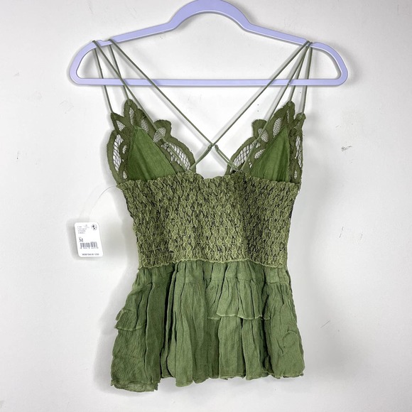 Free People Green Olive Sparrow Adella Camisole NWT Size Medium - Picture 5 of 9